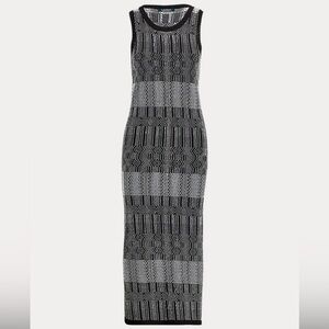 Lauren Ralph Lauren Black and Gray Geometric Maxi Dress